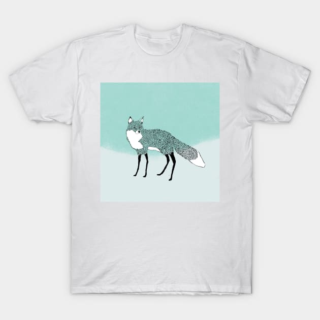 Black and white fox standing in the snow T-Shirt by divafern